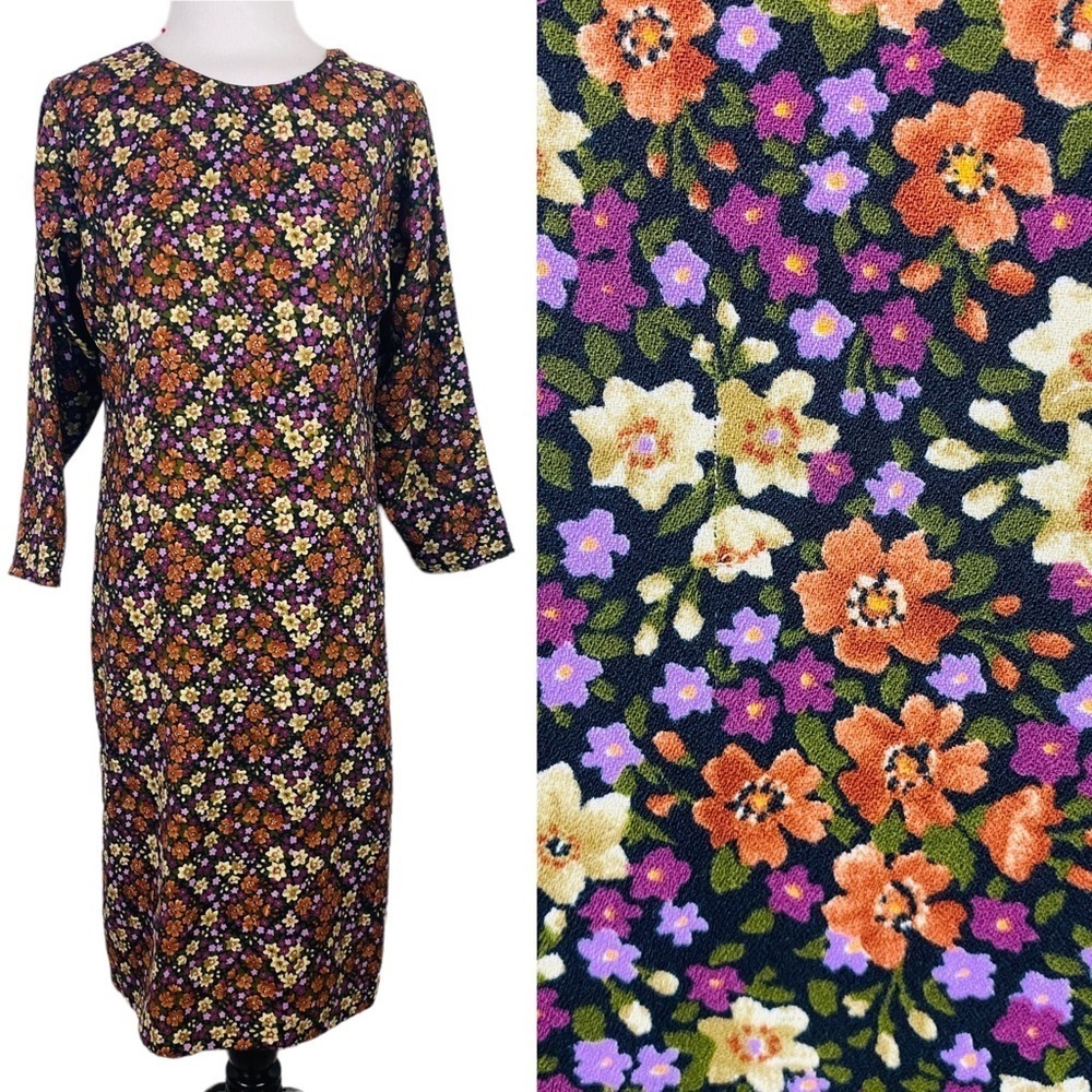 SALE Long Floral Tunic Dress Long Sleeves